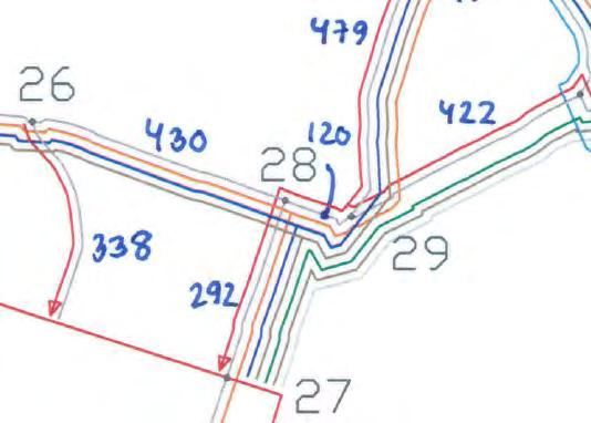 Figur 3 Utsnitt ur stam-/grenplanen med platsnummer och avstånden mellan dessa Sweco har föreslagit en modell där man upp till 1 km visar avståndet med en decimal.