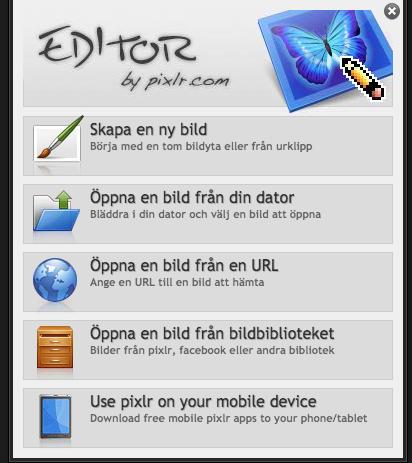 7. Redigera bilder Om du inte har ett bildregeringsprogram som Photoshop rekommenderar vi gratisprogrammet Pixlr, http://apps.pixlr.com/editor/.