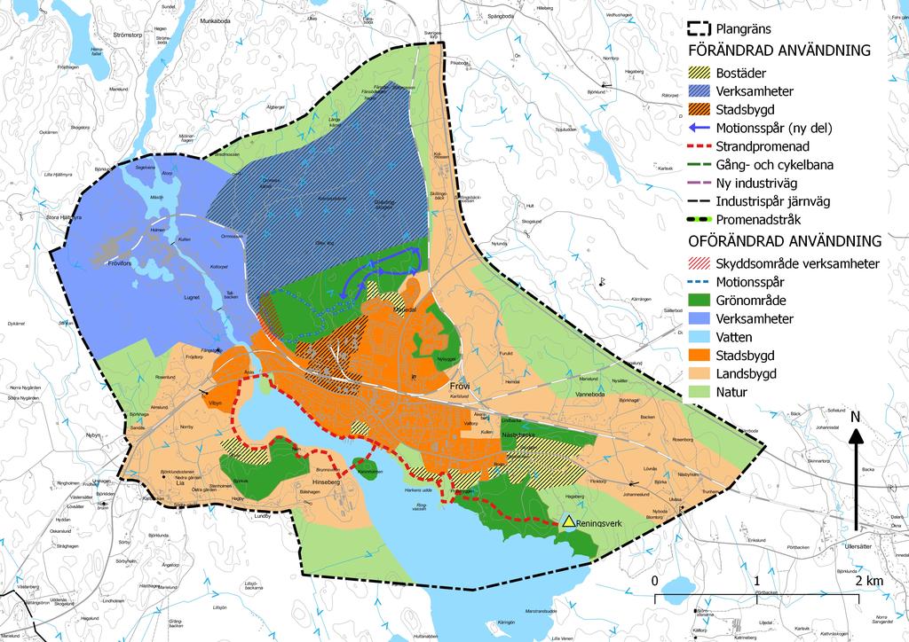 Motionsspåret som finns i området och som anknyter till idrottsplatsen behöver endast kapas av vid den nordligaste delen som berörs av det nya verksamhetsområdet.