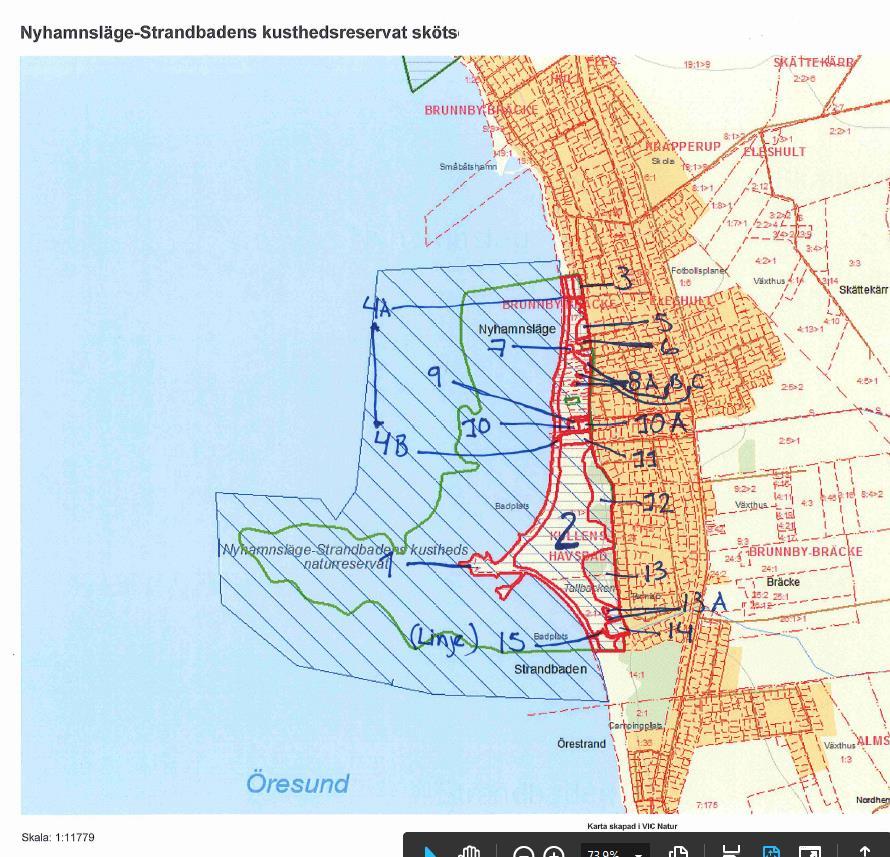 Nyhamnsläge-Strandbadens kusthedsreservat Gränsmarkering, nya stolpar.