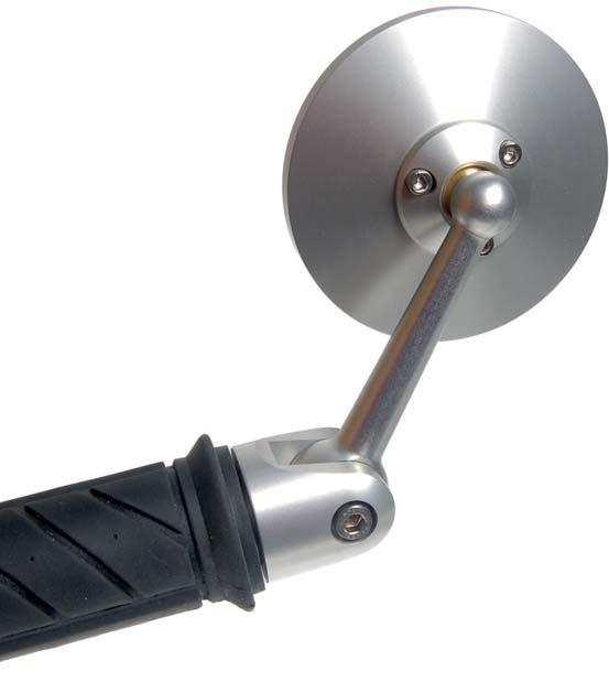 HighEnd backspegel Frästa speglar att montera i styrrörsändarna (för innerdiameter 14mm) alukåpa och stabil kulklämma. Konvext högvärdigt spegelglas.
