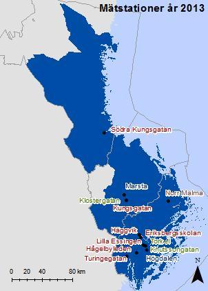 Regionalt mätprogram Gemensamma mätningar 1 regional bakgrundsstation 2 urbana bakgrundstationer 4 meteorologiska