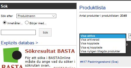 SDS o organisationsplatser Via produktlistan