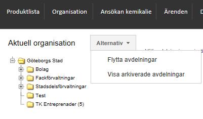 säkerhetsdatablad Via organisationsträdet