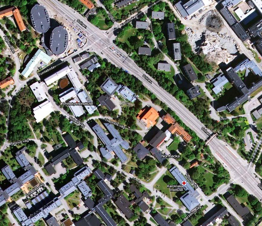7 (27) 2 ÖVERSIKTLIG BESKRIVNING AV PLANOMRÅDET 2.1 Områdesbeskrivning Planområdet ligger i anslutning till Karolinska Institutet och Karolinska sjukhuset i Solna kommun i södra Stockholm.