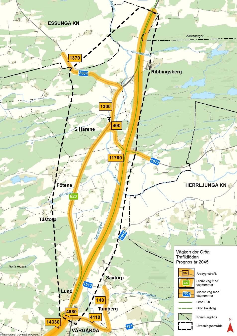Vägplan samrådshandling val av lokaliseringsalternativ 2017 12 20 Korridor Grön Korridor Grön går öster om befintlig E20.