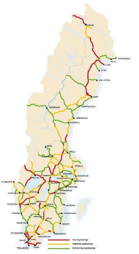 10(32) Utifrån den prognosticerade person- och godstågstrafiken ser det beräknade kapacitetsutnyttjandet ut enligt Figur 6.