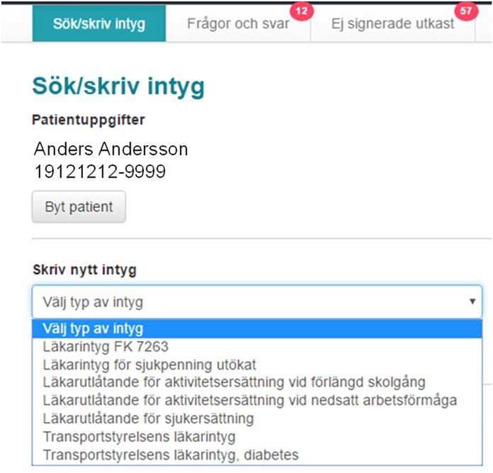 Välja intygstyp Registrera intygsinformation Informera sig om diagnoser och sjukskrivning genom FMB Signera läkarintyg Dessa finns beskrivna i sk interaktionsutformning 1 (figur 12.18 12.