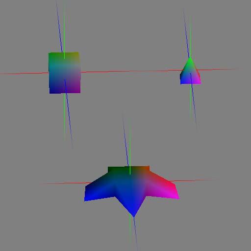 Figur 17. Enkla former uppbyggda enligt Objekt Klassen och renderade med hjälp av OpenGl 5.2.