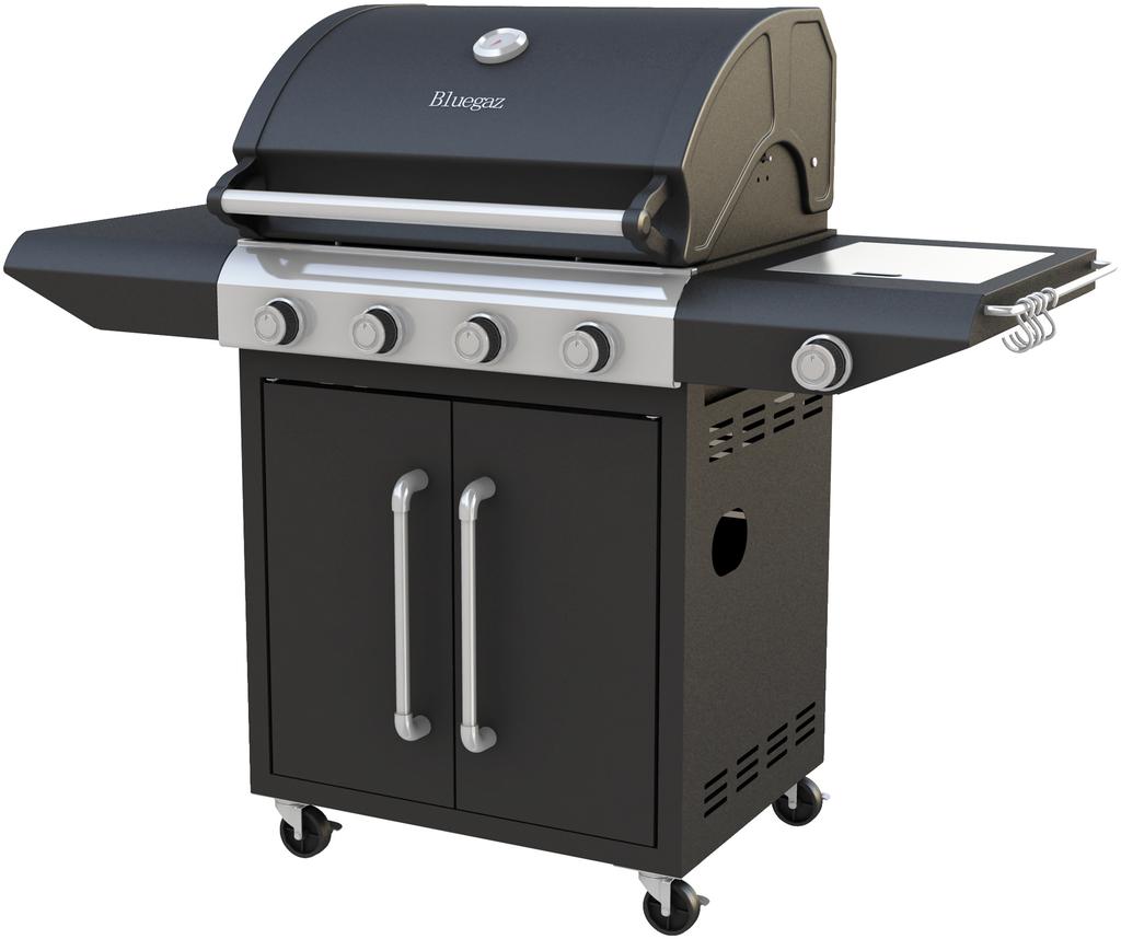 Ventilation i lock och botten Temperaturmätare Kromat kol- och grillgaller Grillyta: Ø 57 cm Skyddar ditt trä på bästa sätt!
