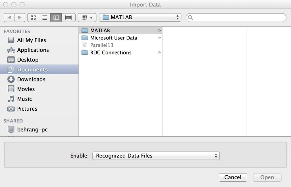 Spara och hämta variabler n Knappen Import Data kan användas för att ladda in andra format t ex spreadsheets (excel), ljudfiler, filmfiler, etc.