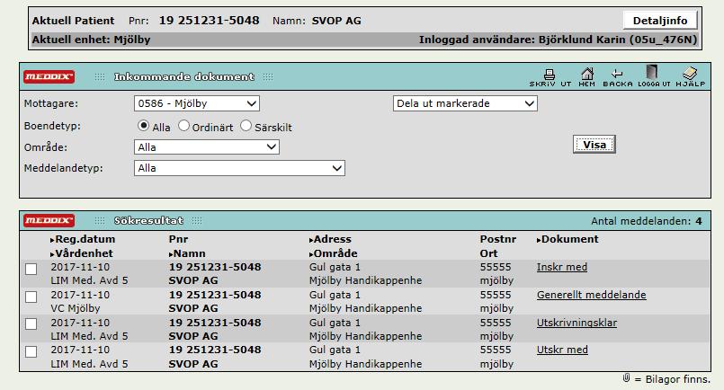 Mottagaren av meddelandet Meddelandet skall Kvitteras samma dag.