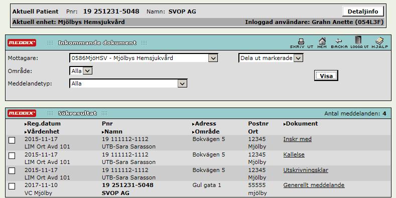 Generellt meddelande-mottagare Öppnas i Menyn Inkommande