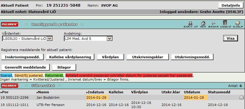 Utskrivningsklar-patienten färdig att gå hem Välj