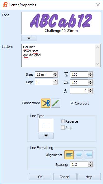 Jag valde även att lägga in en text och den skapade jag under fliken Letter.