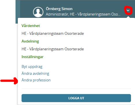 Ställ in rätt profession Första gången du loggar in i Lifecare SIP måste du ställa in rätt profession.