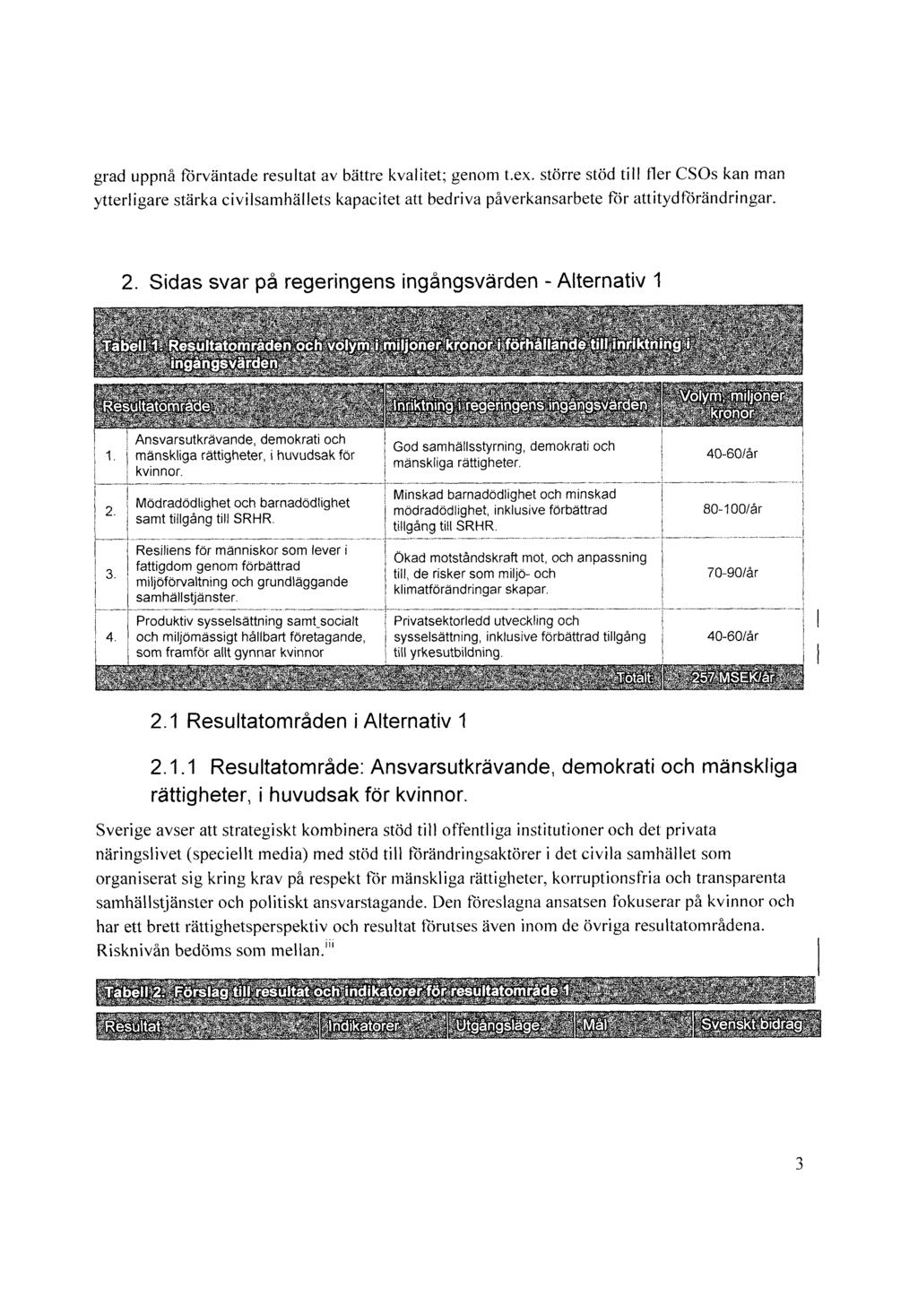 grad uppnå förväntade resutat av bättre kvatet; genom tex större stöd t fer CSOS kan man yttergare stärka cvsamhäets kapactet att bedrva påverkansarbete för atttydförändrngar 2 Sdas svar på