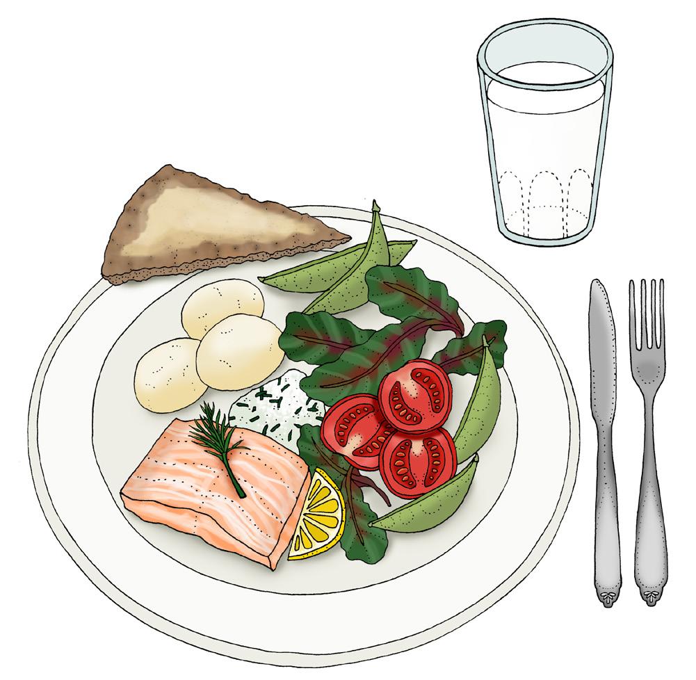 måltiderna sprids över dygnet. Erbjud därför minst sex måltider varje dag, uppdelat på tre huvudmål och tre mellanmål.
