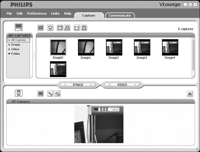 SV Använda programvaran VLounge Alla applikationer kan nås via applikationen Philips V(ideo)-Lounge.