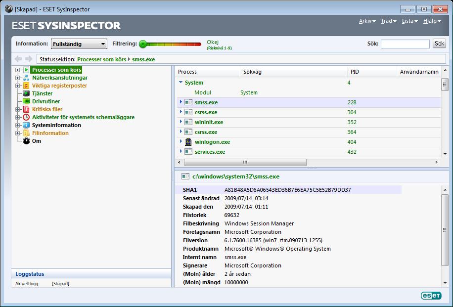 5.5.1.1 Starta ESET SysInspector Starta ESET SysInspector genom att köra filen SysInspector.exe du hämtade från ESET:s webbplats.