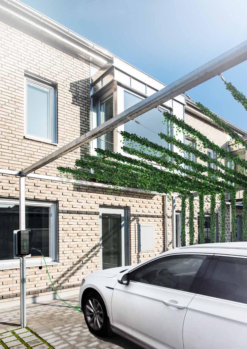Radhus med solceller och gröna