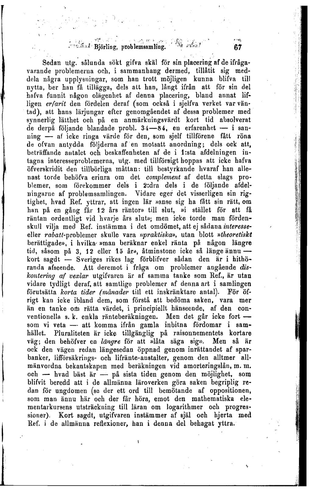 Björling, problemsamling. 67 Sedan utg.