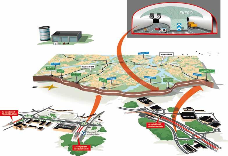 entreprenadberg Illustration: Trafikverket Eva-Britt Eklöf Petrusson Förbifart Stockholm är ett av de genom tiderna största infrastrukturprojekten i Sverige och består av drygt 21 kilometer väg,
