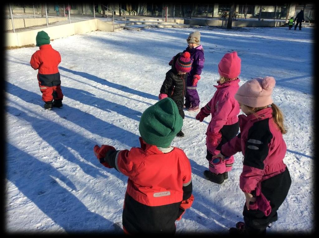 Exempel 1 Skuggor Barn 3-5 år En solig vinterdag upptäcker barnen skuggor ute på gården. Jag frågar barnen om vad de tror att skuggor är för något.