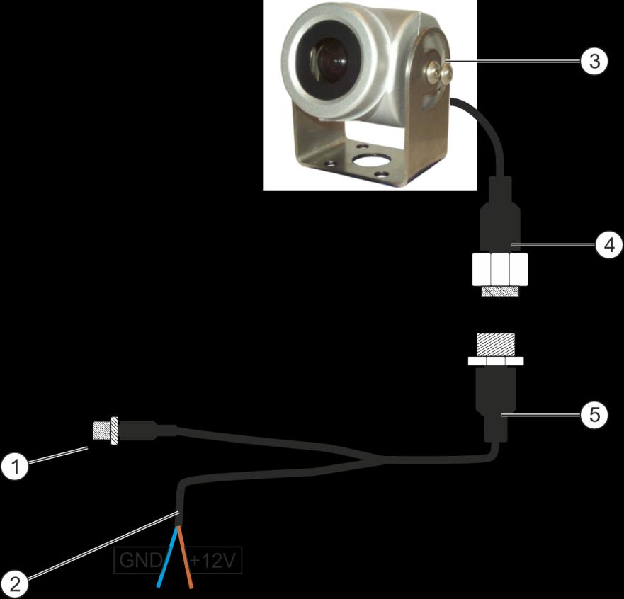 Montering och installation Ansluta kamera till terminalen 4 4.8 Ansluta kamera till terminalen Kamera med kabelstam Anslutning på terminalen Kabel för anslutning till spänningsförsörjningen.