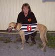Uppfödare Almandins kennel. Bästa tid under 2011 på 550 m: 32.10. En kullbror till No More Legend och O Såfina.
