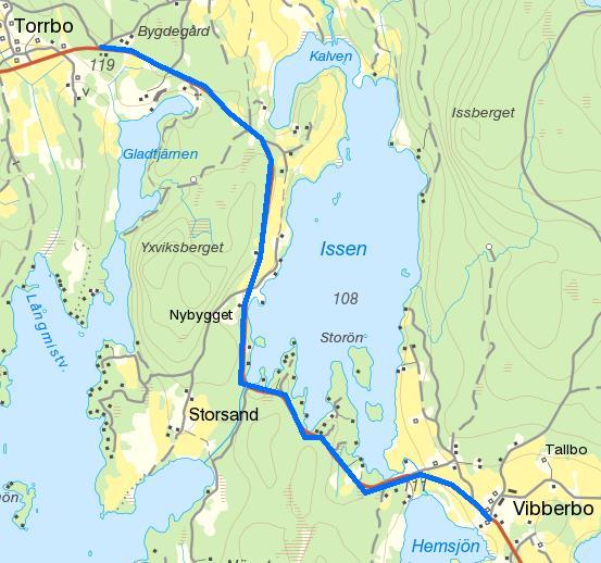 Kommun Från ort Till ort Sträcka Längd [km]
