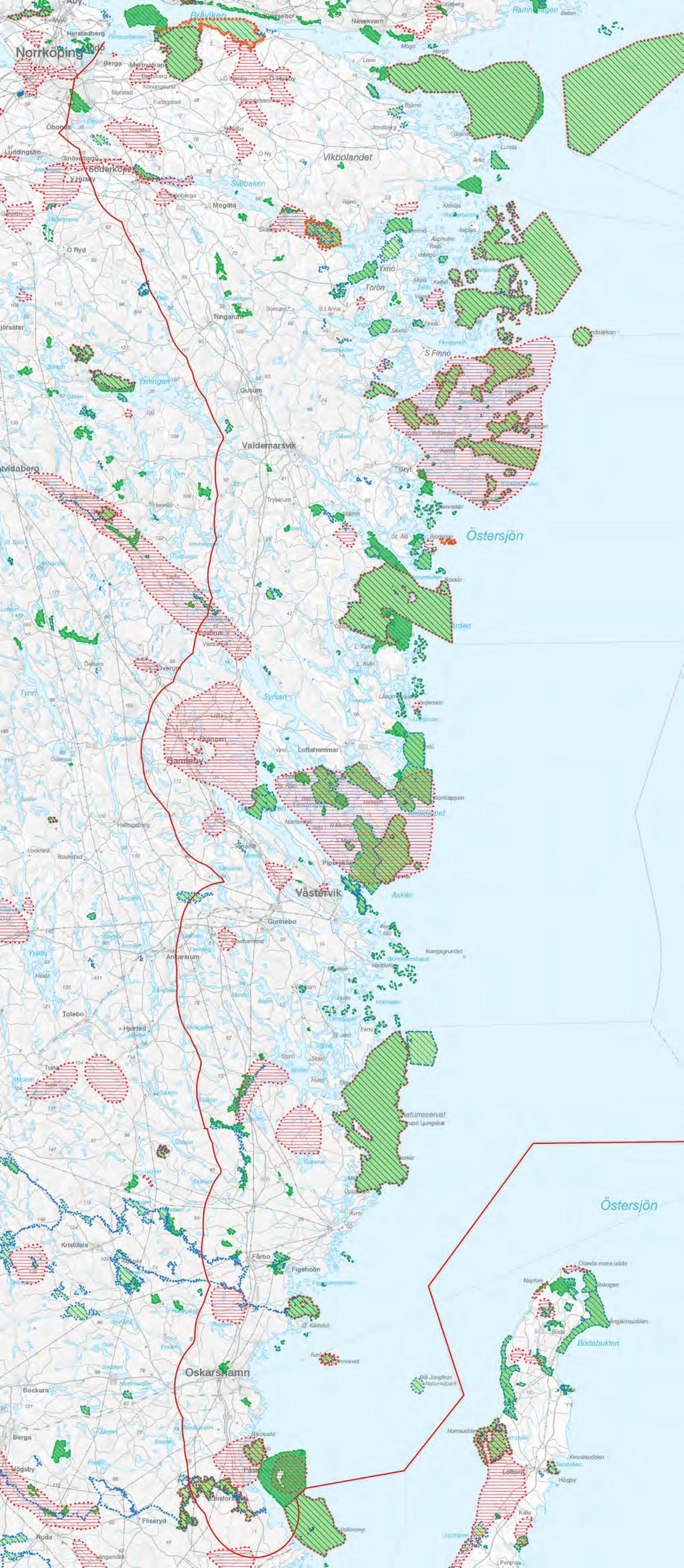 BILAGA/KARTOR Riksintresse kulturmiljövård RAÄ Riksintresse Kulturmiljövård, 3:6 Skyddad natur NV VicNatur Riksintresse Anspråk Natura 2000 Habitatdirektivet (SCI) NV VicNatur