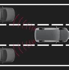 Om detektorerna baktill på bilen upptäcker ett fordon i din döda vinkel tänds en varningslampa på den aktuella backspegeln.