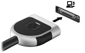Exempel på USB-enheter: 1,44 MB diskettenhet Hårddiskmodul Extern optisk enhet (CD, DVD och Blu-ray) MultiBay-enhet Använda expansionsporten (endast vissa modeller) Expansionsporten ansluter datorn