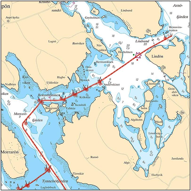 2016-07-07 10 No 606 * 11350 Chart: 111, 113 Sweden. Lake Mälaren and Södertälje kanal. NE of Strängnäs. Arnöfjärden - Rökaströmmen - Tynnelsöfjärden - Segeröfjärden. Fairway and spar buoys withdrawn.