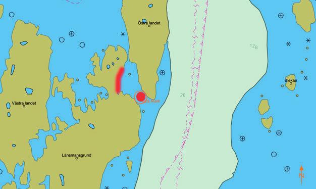 Åland. Här nedan följer förslag på sex hamnar. Förklaring till sjökortsskisser: Röd prick: Position för de koordinater som anges för varje hamn. Röd strandmarkering: Bra ankarplatser. Segelbåtsdjup.