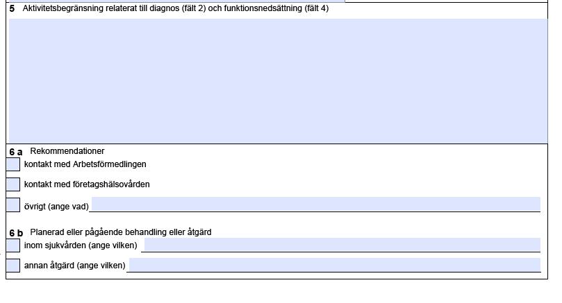 Aktivitetsbegränsning Patienten ska vara delaktig i dialog med läkaren. Förutsätter information om vilka krav arbetet ställer på individen.