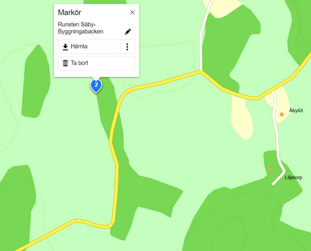 Säby-Byggningabacken Inskrift: "Vigmar reste denna sten efter Kåre, sin fader, och Tora" Det avslutande ordparet och Tora skall sannolikt förstås som och Tora efter sin make.