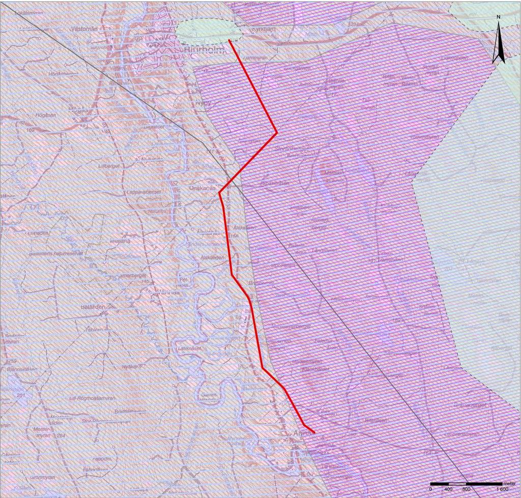 Figur 6. Intressen rennäring, Agnäs-Bjurholm. 4.4 Naturmiljö Något naturreservat är inte beläget i närheten av befintlig ledning.