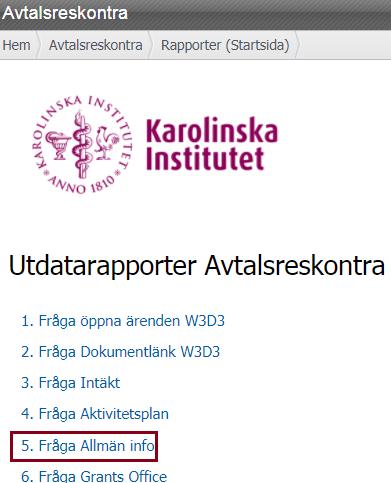 browserfrågan Fråga Allmän info med några nya informationskolumner som är tänkta att ge en översiktlig bild