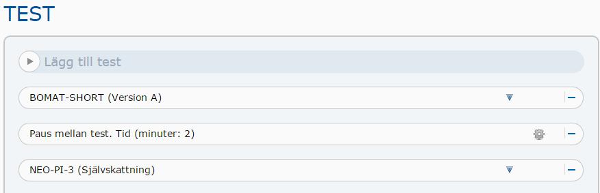 När du har ställt in paustiden, visas pausen mellan testen.