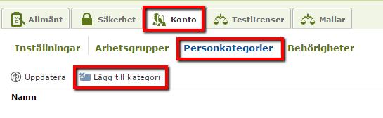 10.3.3. Ange personkategorier Personkategorier är ett sätt att dela in testpersoner i olika kategorier.