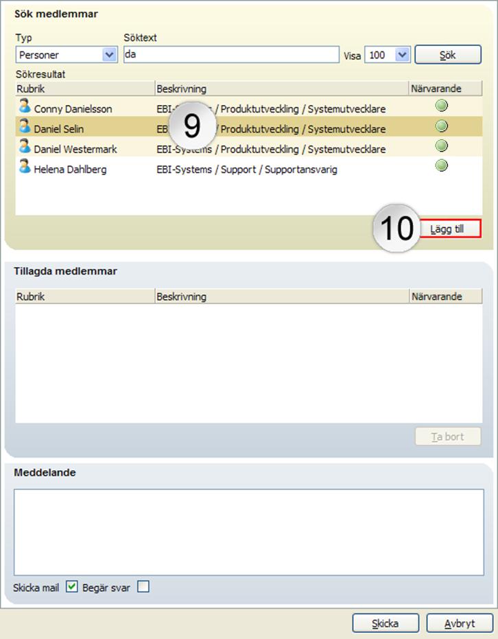 5. Resultatet av din sökning visas under sökfältet.
