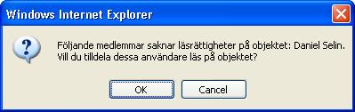 Om listan över mottagare innehåller medlemmar utan läsrättigheter till objektet, beror följande steg på om du har full kontroll över objektet eller inte.