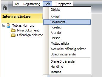 23 Sök dokument Du kan på ett enkelt sätt söka och hitta dokument, samt tidigare revisioner av ett dokument.