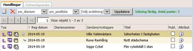 När bilagan(-orna) visas i den expanderade listan byts plustecknet ut mot ett minustecken. Klicka på minustecknet för at komprimera listan igen och dölja bilagorna.