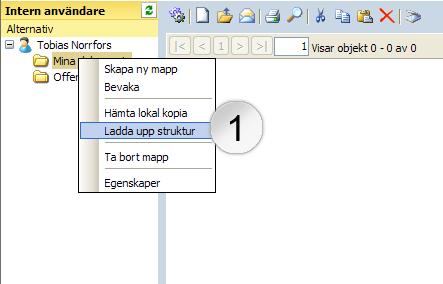 2.6.6 Ladda upp struktur Det är möjligt att ladda upp hel struktur av mappar och filer i Platina.