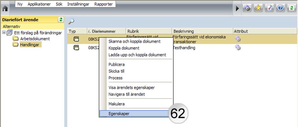 Det gör att en genomgång av handlingar som har diarieförts inom ett ärende blir mycket smidigare. Obs: Minst läsbehörighet till handlingen är ett krav för att kunna förhandsvisa dess dokument.