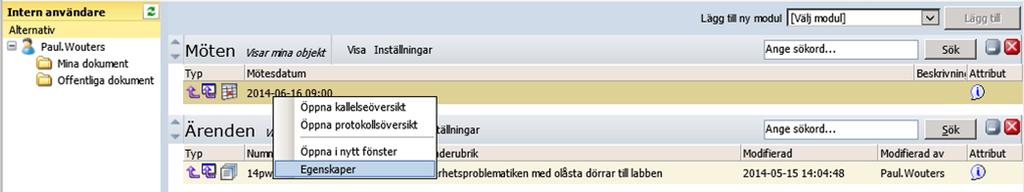 Ändra vid behov namnet i fältet Filnamn [4]. 26.4.6 Skriva ut och publicera mötesprotokollet Gör så här: 1. Gå till startsidan och hitta mötet vars kallelse du är intresserad av.