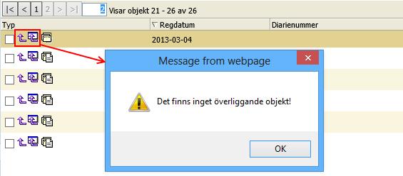 så öppnas det i toppnivån. Till exempel, om du klickar bredvid ett dokument så öppnas huvudmappen.
